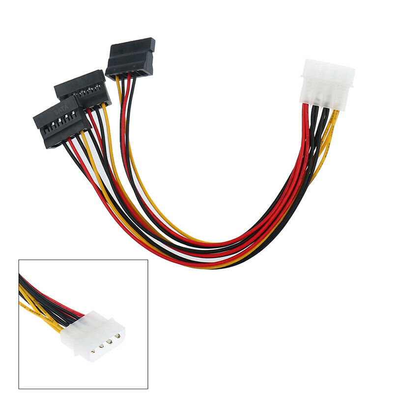 4Pin IDE To 3 SATA Power Splitter Extension Cable Connectors Computer Plu.l8