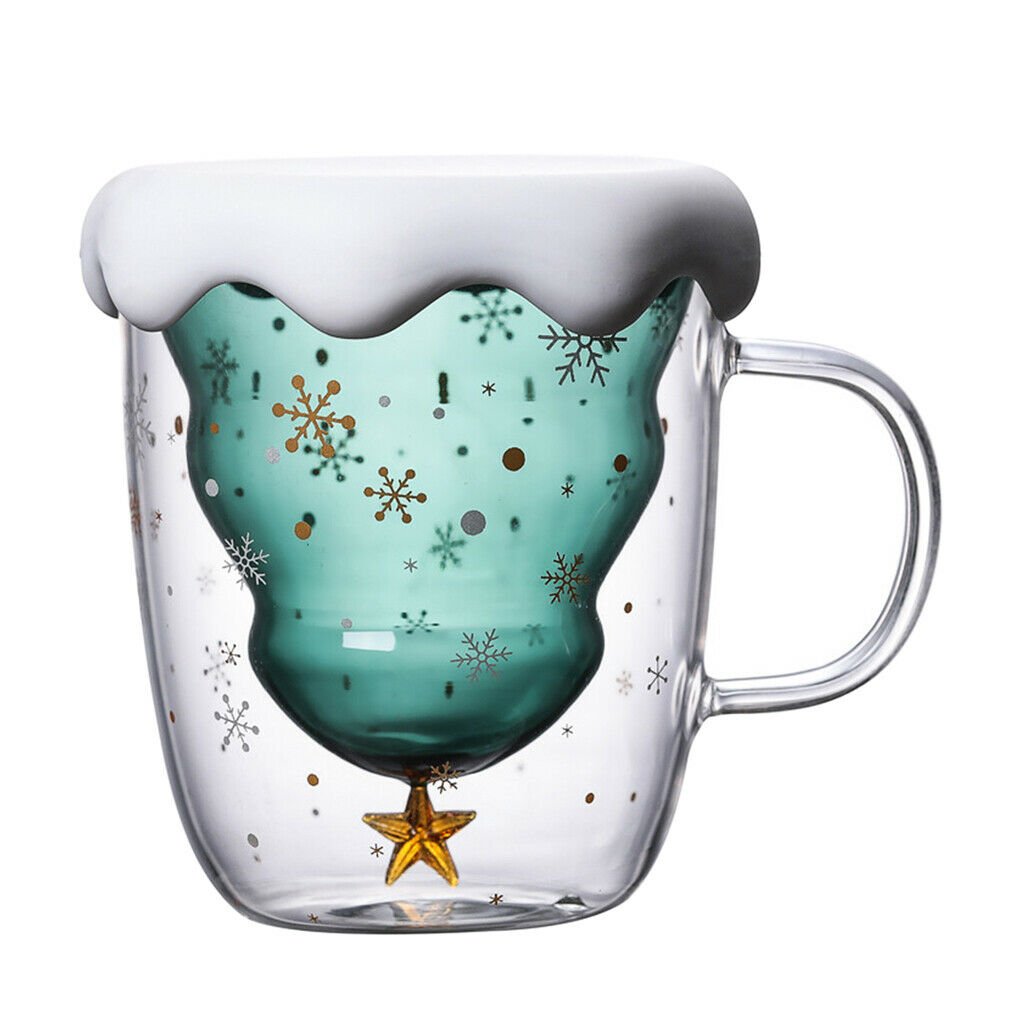 Glass Mug with Snow Lid Unbreakable Water Cups for Thanksgiving  Gifts