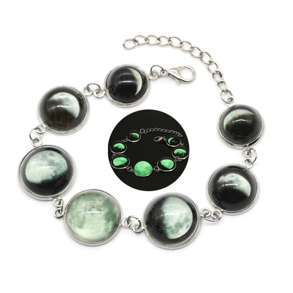 Moon Phase Lunar Eclipse Bracelets Charm Women Glowing Luminous Bangle Jewelry