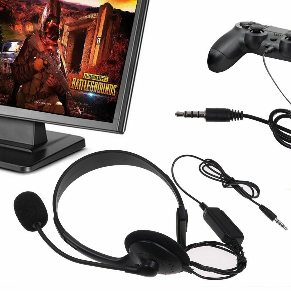 For Sony PS4 Playstation 4 Controller Wired Gaming Earphone Headset VOL Black GH