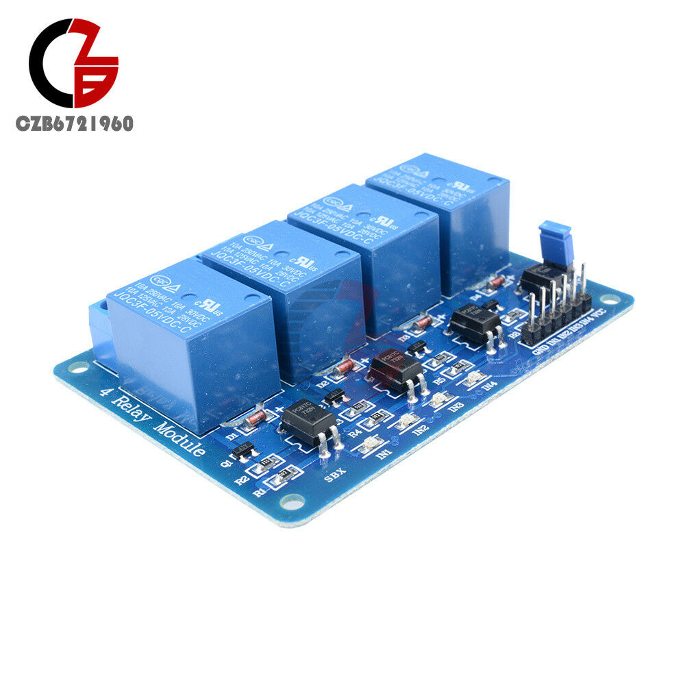 10PCS Four 4 Channel Relay Module DC 5V With Optocoupler Arduino PIC ARM AVR DSP