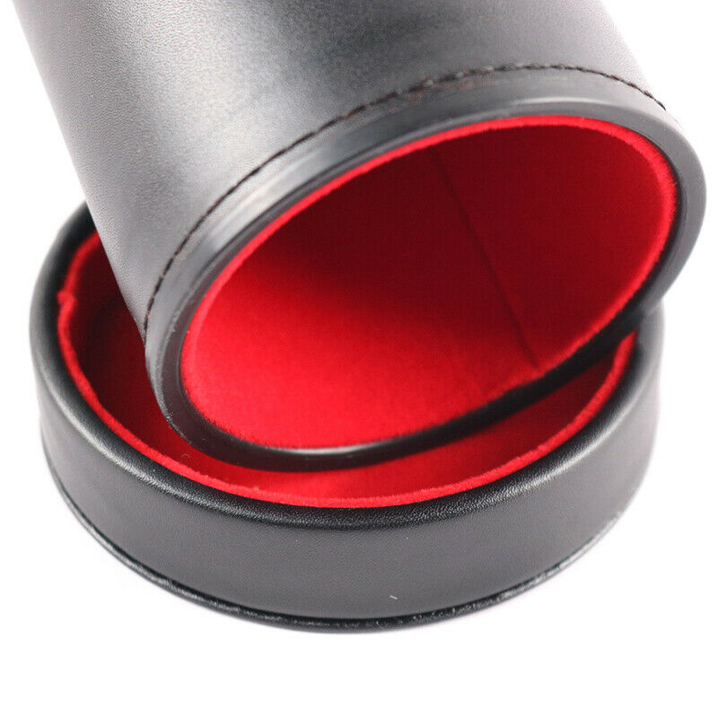 1X New Black PU Leather Flannel Mute Dice Cups With 5pcs Dices Bar Game S.l8