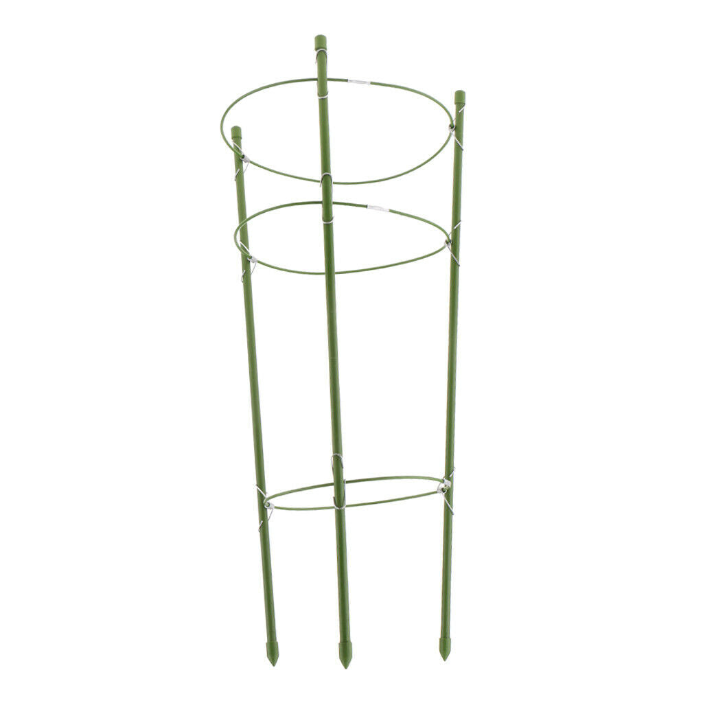 3x60cm Durable Plant Climbing Support Cage Garden Tomato Stake With 3 Rings