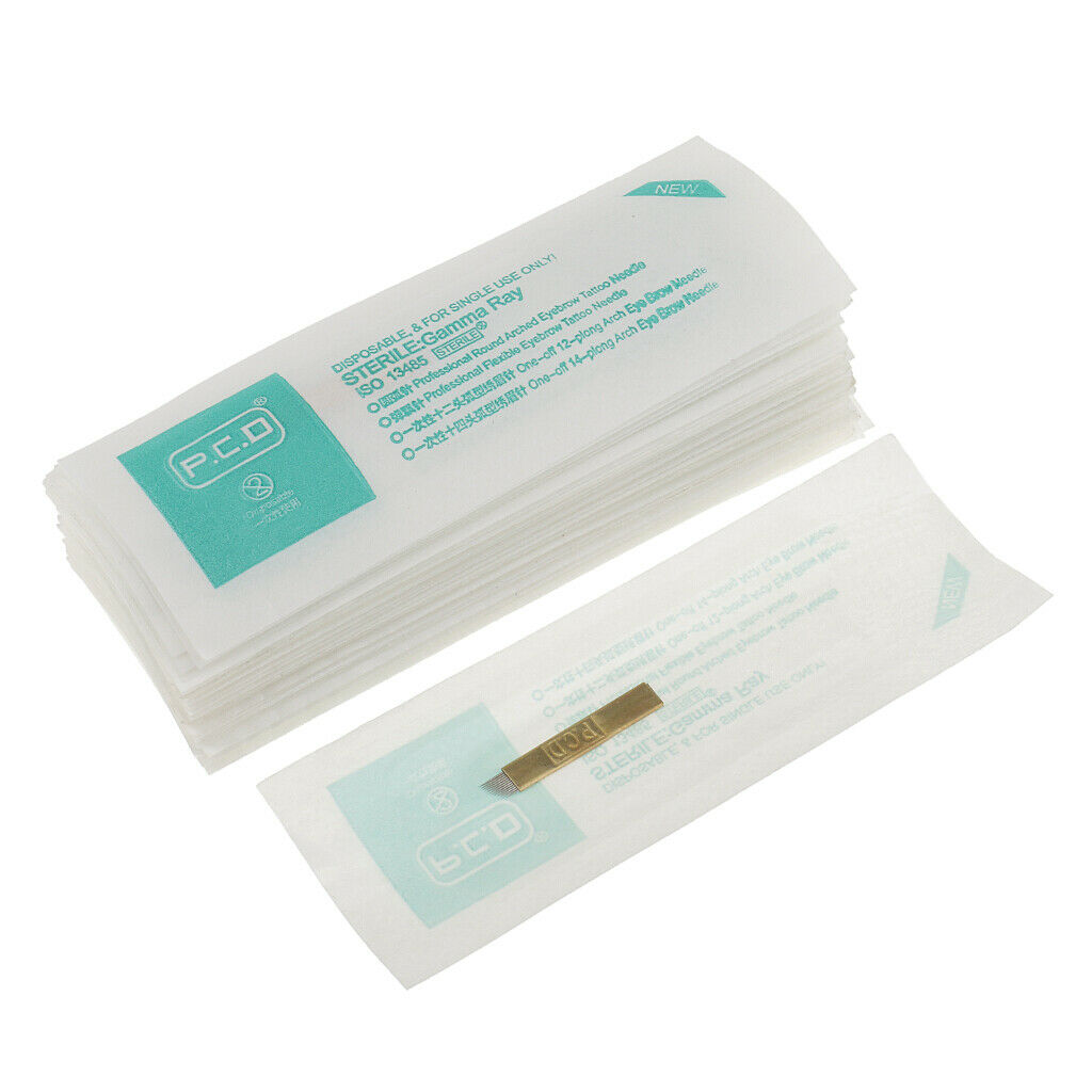 50Piece PCD 12Pin Permanent Makeup Eyebrow Tattoo Blade Microblading Needles