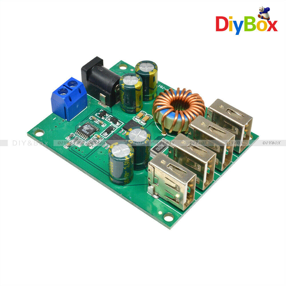 DC-DC 7-60V To 5V 5A 4 USB Buck Converter Step Down Car Power Supply Output