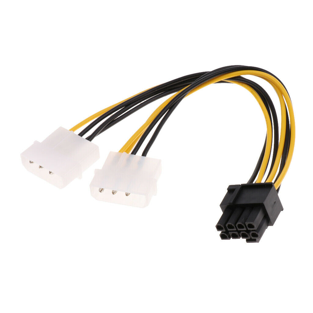 PCI-e Dual 4 Pin to 8 Pin Graphics Extention Adapter Power Cable Connector