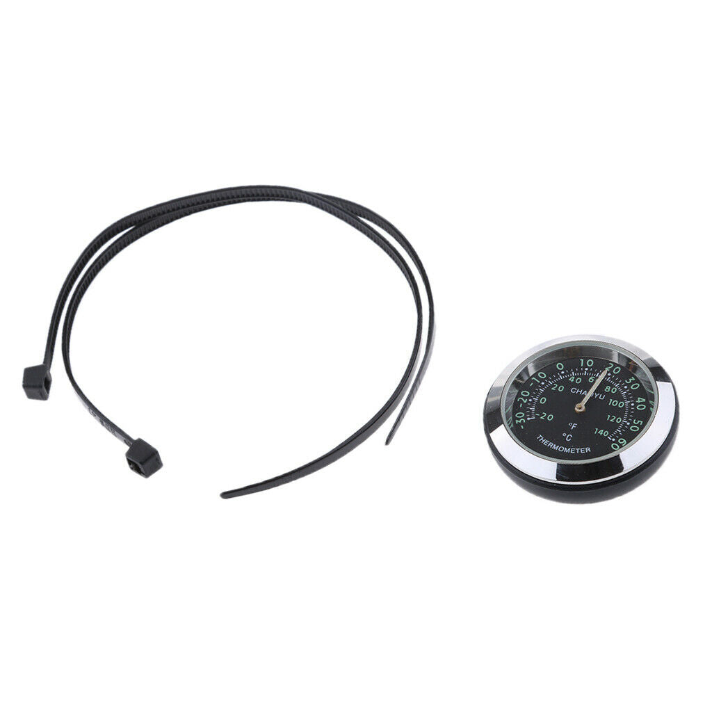 Motorcycle Bike Dial Clock Watch Thermometer Hygrometer Thermometer - Black