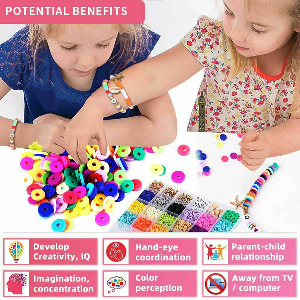 7905Pcs Clay Heishi Beads Handmade DIY Jewelry Marking Kit for 24 Colors 6mm