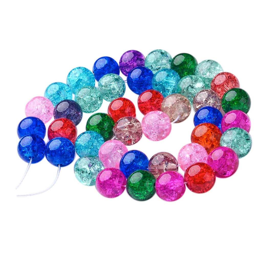 42x Multicolor Glass Crackle Beads Round glass beads for DIY