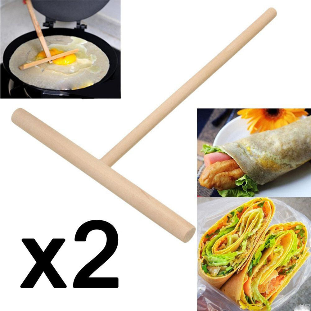 Wooden Rake Round Batter Pancake Crepe Spreader  Kitchen Tool Kit DIY 15cm.l8