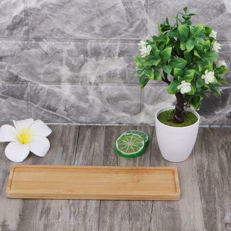 Rectangle Bamboo Wood Saucer Plant Tray Mini Plant Flower Pot Stand Pot Tray