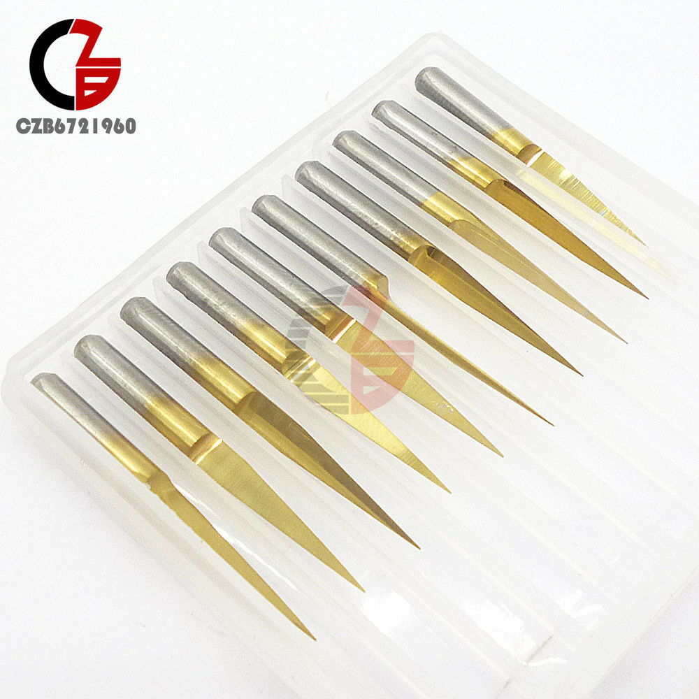 Flat Bottom 3.175mm Engraving Router Tool CNC Carbide PCB Bits 10° 0.1mm V-Shape