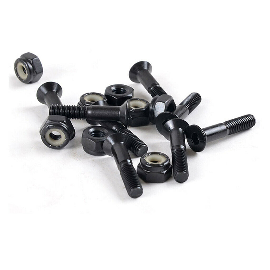16 Pieces Skateboard Hardware Set, Carabon Steel Screws with Nuts, Replacement