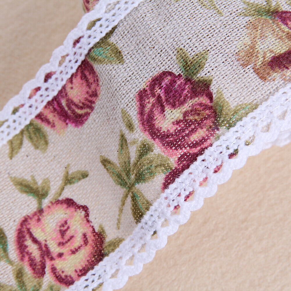 1m/roll Beautiful Flower Hessian Burlap Lace Wedding Decor Cake Runners @