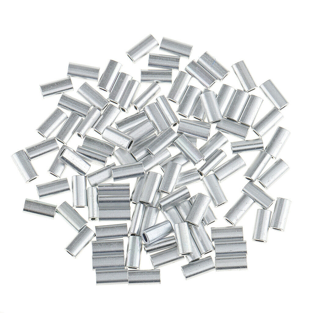 200 Pieces Mini Aluminum Oval Crimp Kit, 10 mm Length Single Crimp Sleeve Set