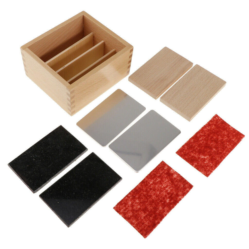 Montessori Sensorial Material Thermic Tactile Sense Tablets in Wooden Box