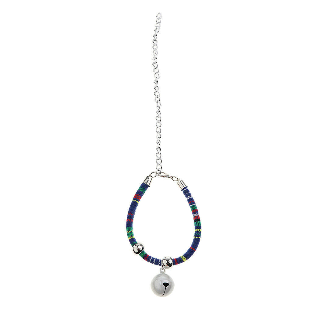 Ethnic Style Dog Puppy Pet Cat Collar Necklace with Bell Decoration  Blue