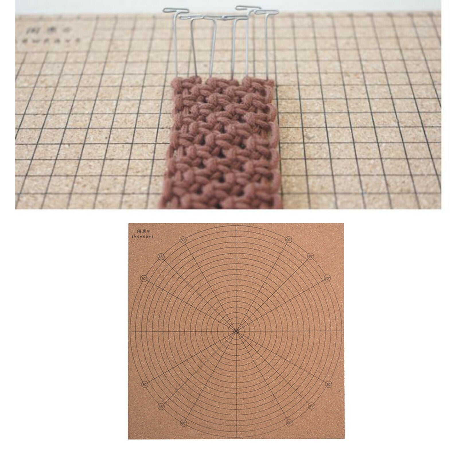 Square Cork Wooden Macrame Board 7.9x7.9inches for Knotting String Project