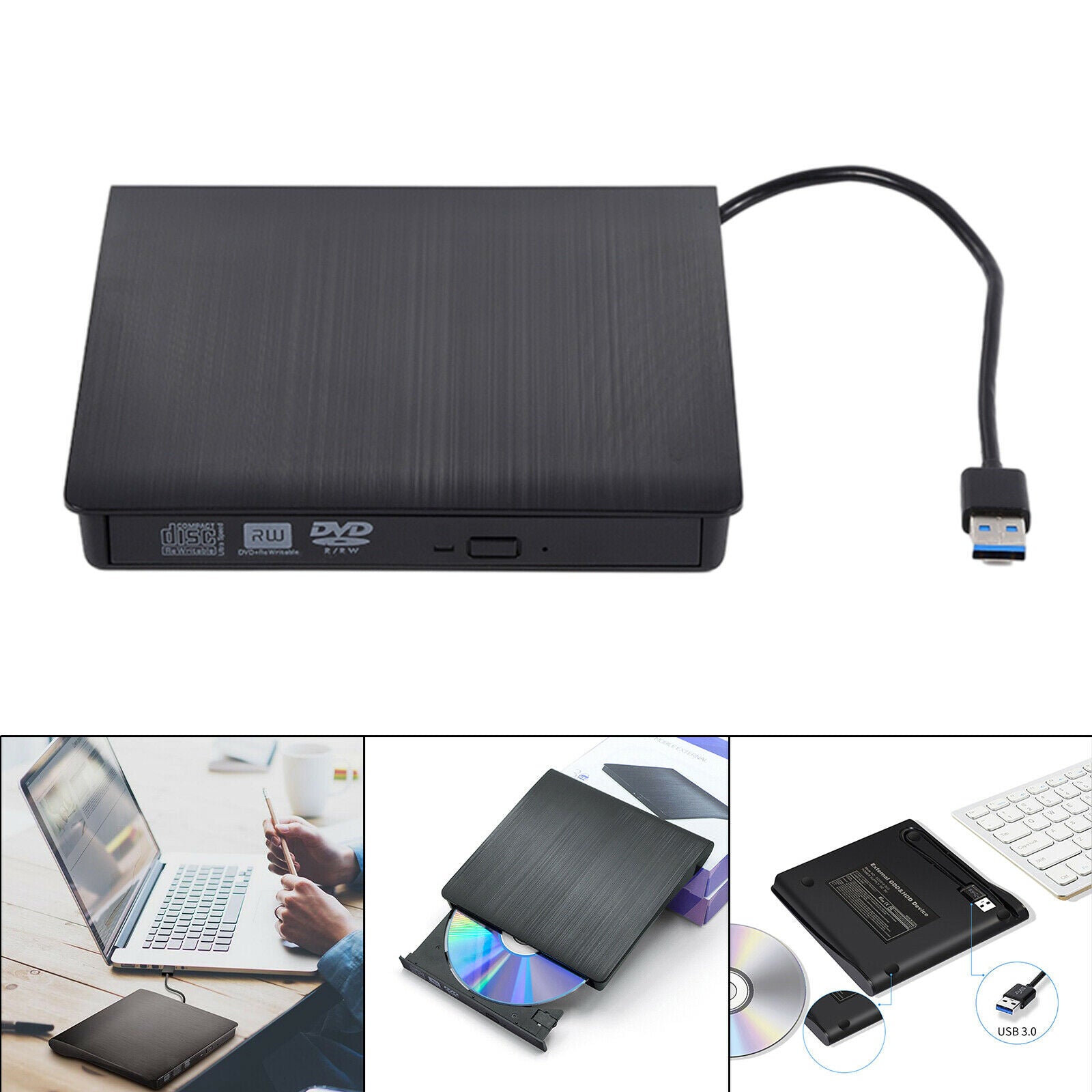 USB 3.0 External DVD Burner Optical Drive Writer Reader Recorder DVD-RW Thin