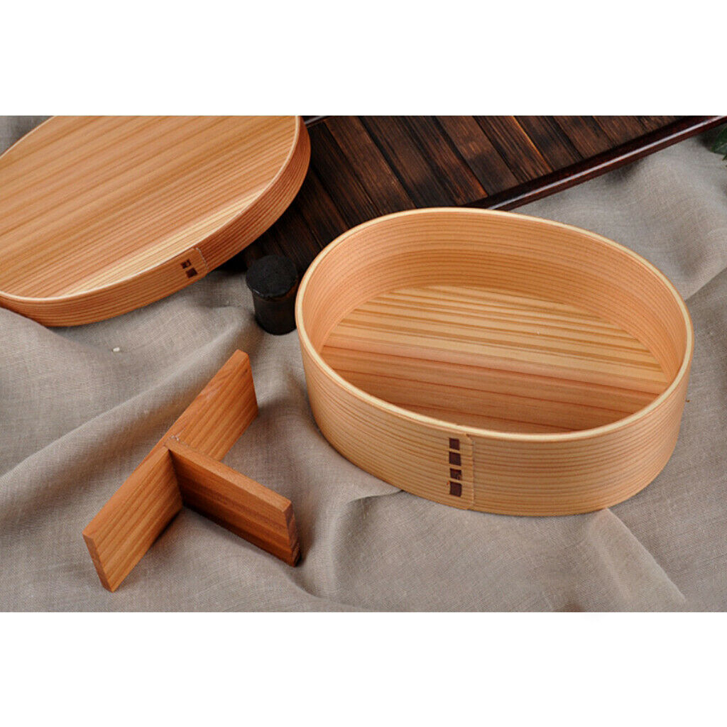 Natural Wood 1 Tier Lunch Box Bento Box Food Sushi Snack Container with Lid
