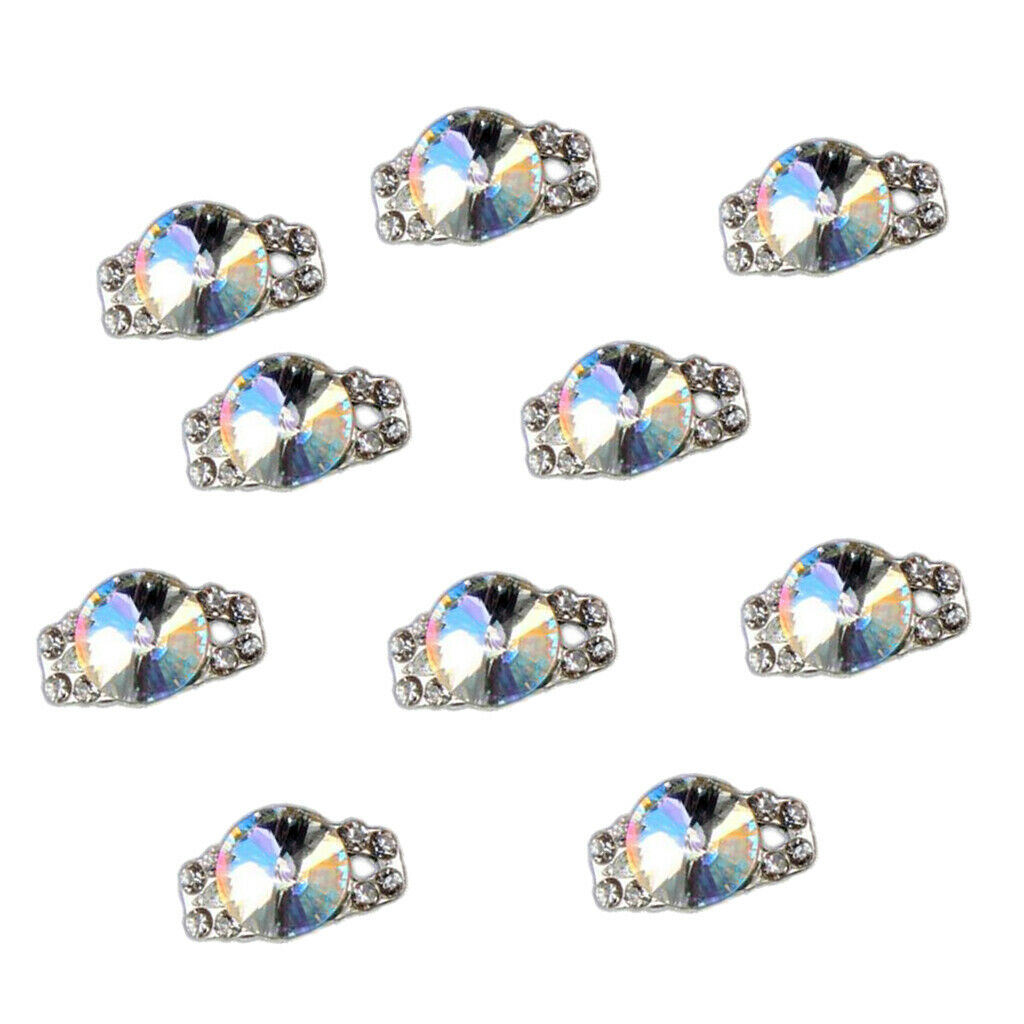 10PCS Glitter Nail Art Rhinestones Tips Diamond Crystal Tips Decoration e