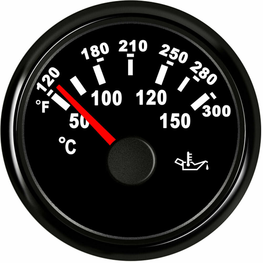 52MM Black Oil Temp Gauge,50-150â„ƒ,361-19ohms, 9-32V,For Car Boat Marine ,Red LED