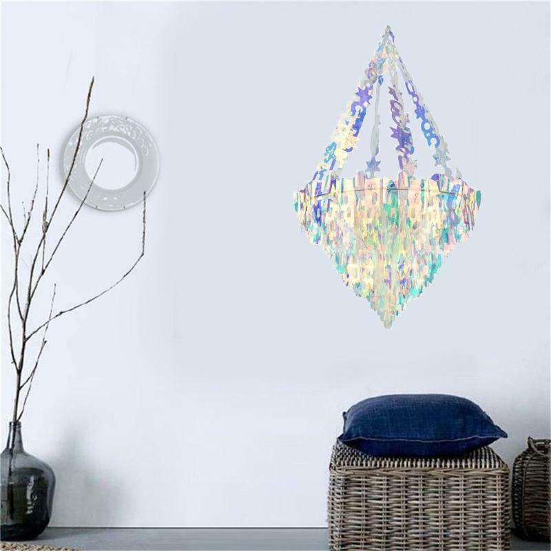 Iridescent Party Hanging Chandelier Shaped Ceiling Ornaments for Bridal Shower