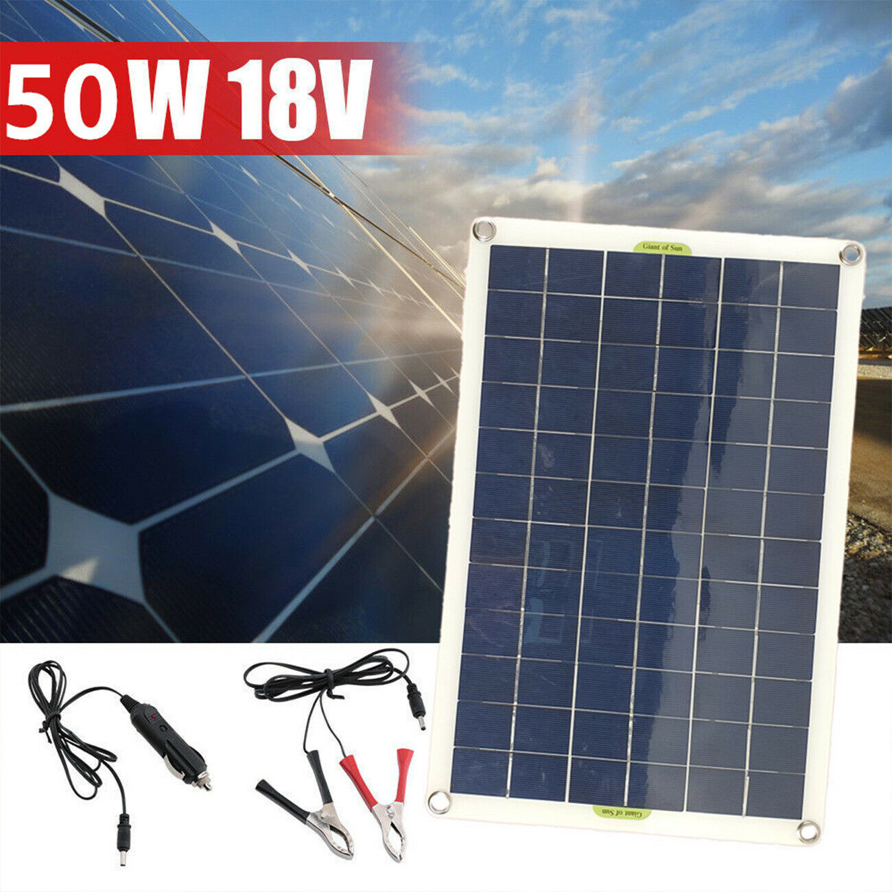 50W Solar Panel  USB Output Solar Cells Poly Solar Panel  for 12V/24V Battery LI