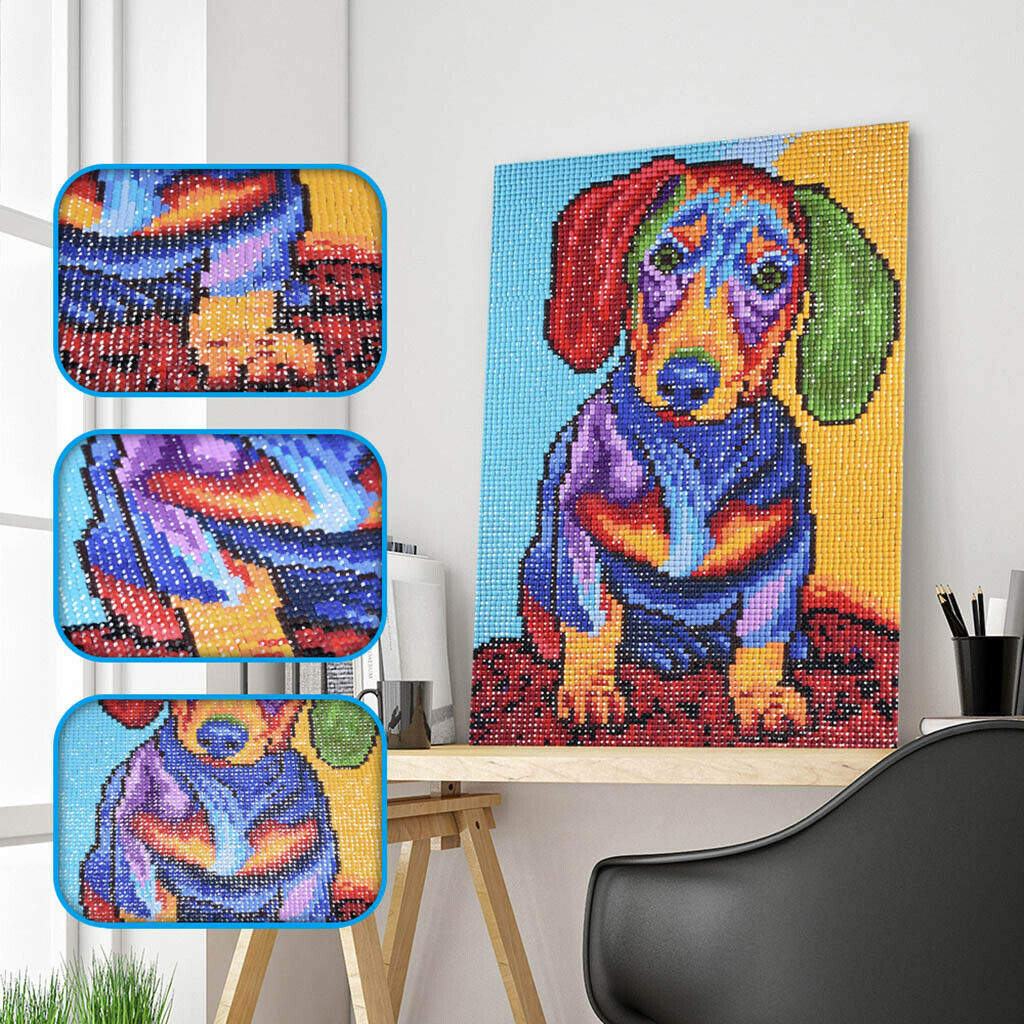 Square Full Drill 5D Diamond Painting Embroidery Colorful Dog Cross Stitch