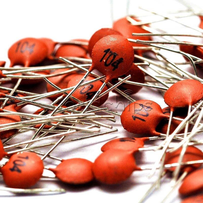 100Pcs 50V Ceramic Disc Capacitors DIP 100nF 0.1uF 104pF