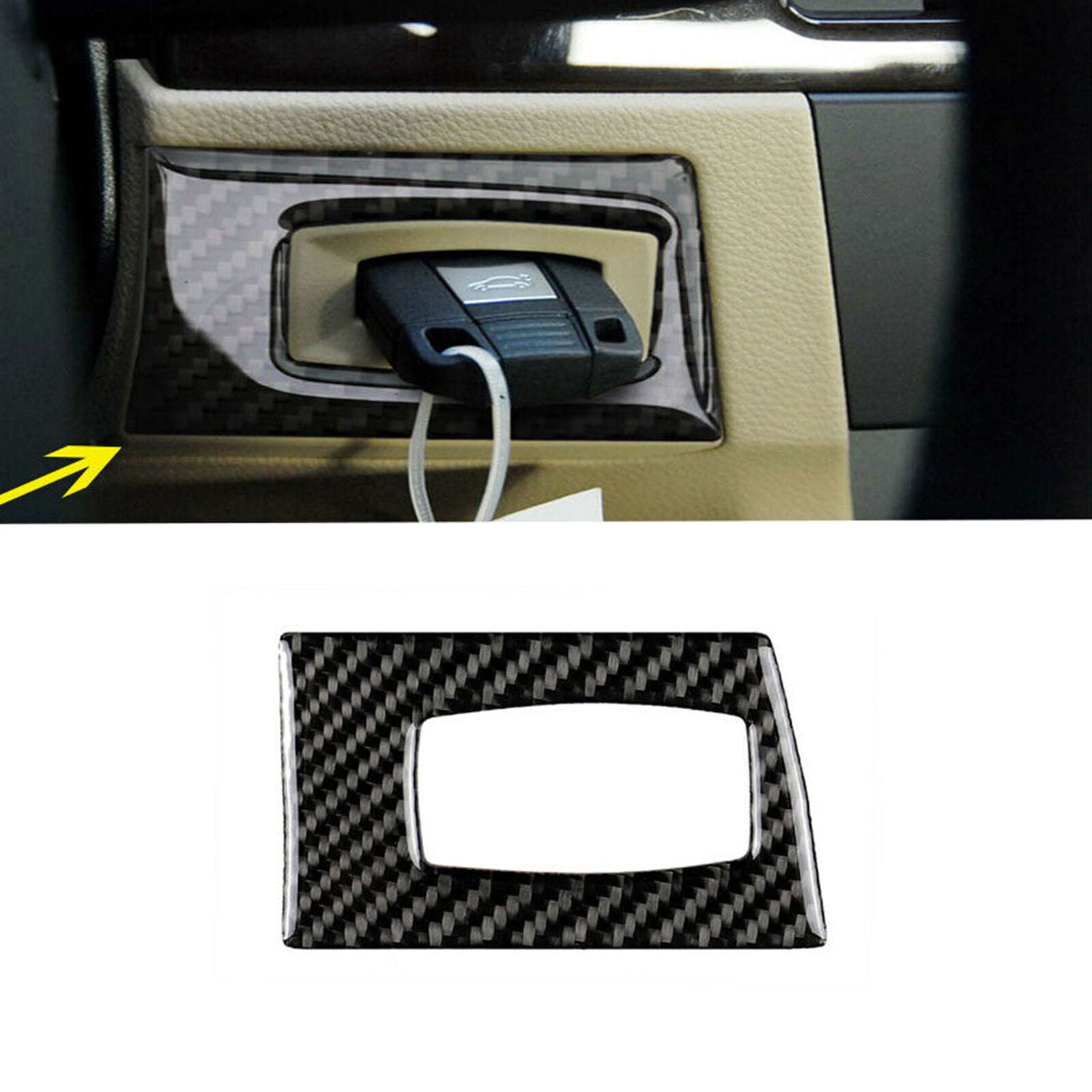 Fit For BMW 3 Series E90 E92 E93 2005-12 Carbon Fiber Keyhole Strips Cover Trim