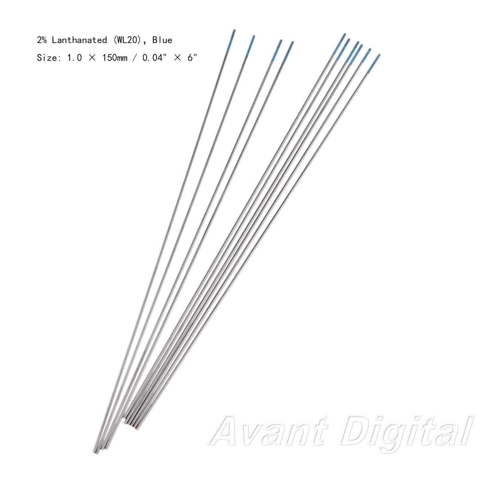 10X TIG Welding Tungsten Electrodes 2% Lanthanated 0.04"x6" Blue Tip Replace Kit