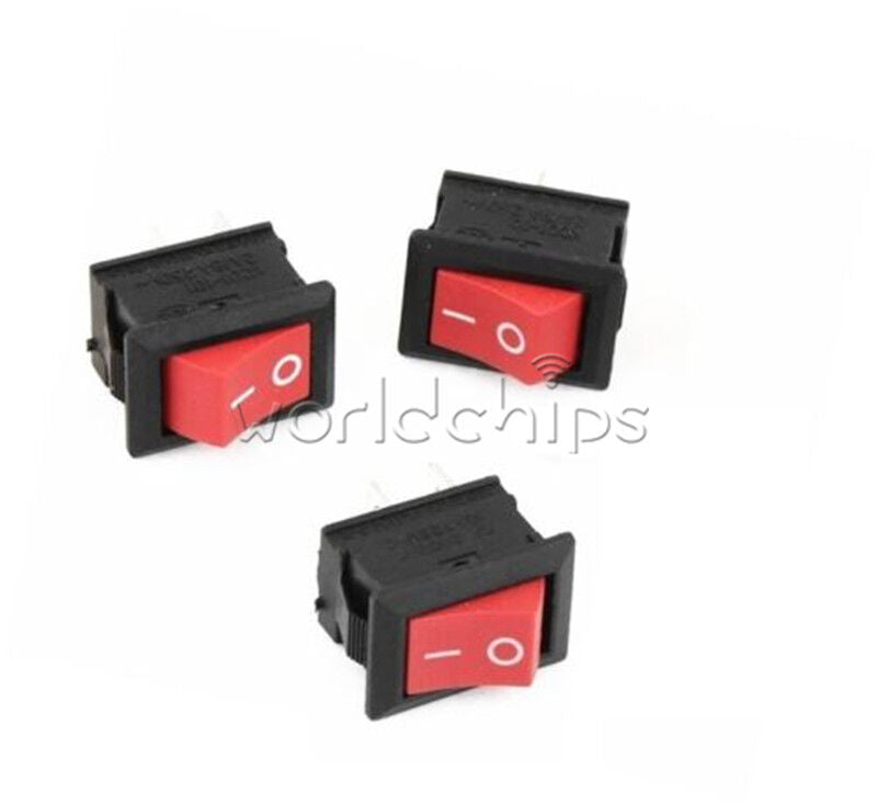 10Pcs NEW Red Rocker Switch 2 Pin KCD1-101 250V 6A Boatlike Switch WC