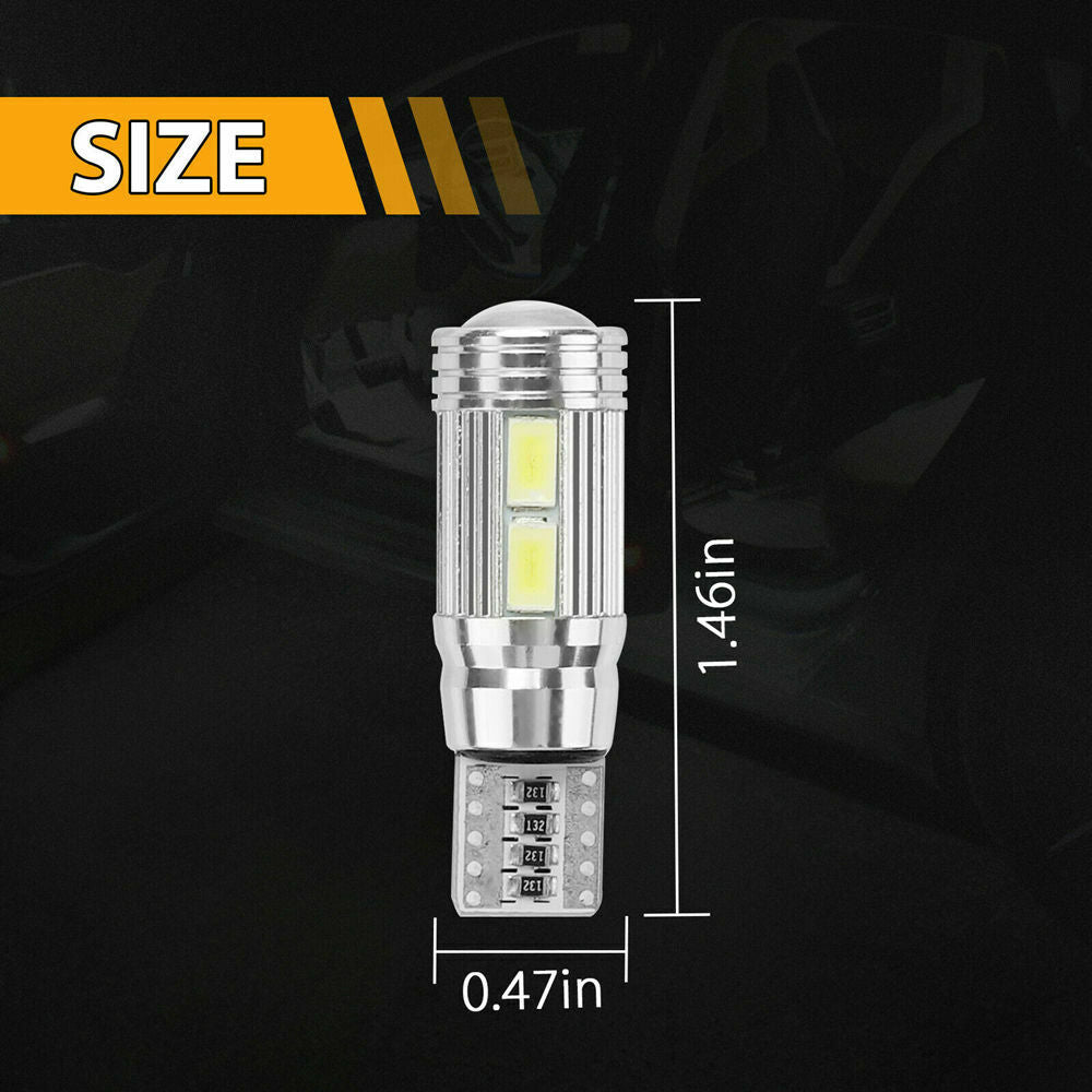 10PCS T10 LED Interior License Plate Light Bulbs 6000K Super White 168 194 2825