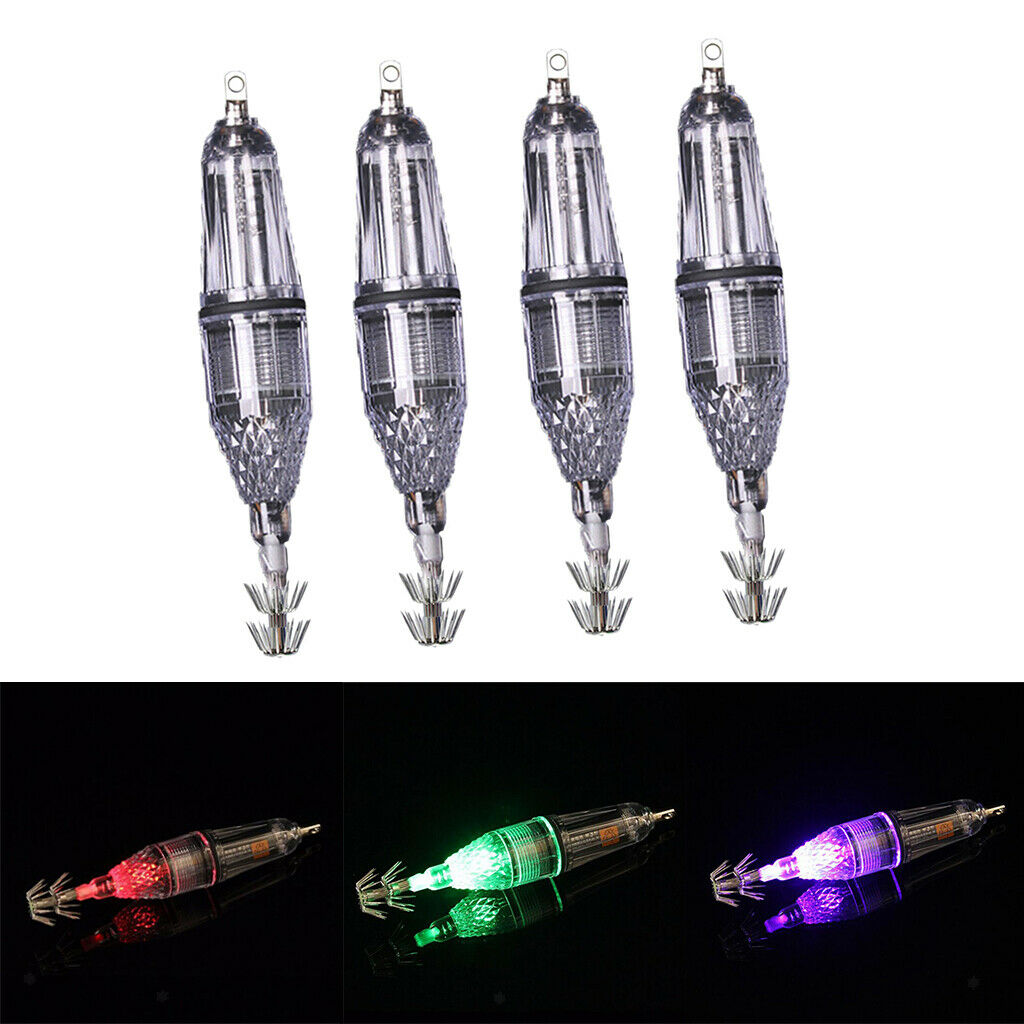 4pcs Luminous Fishing Lure Bait Squid Jig Hook Octopus Cuttlefish 12cm