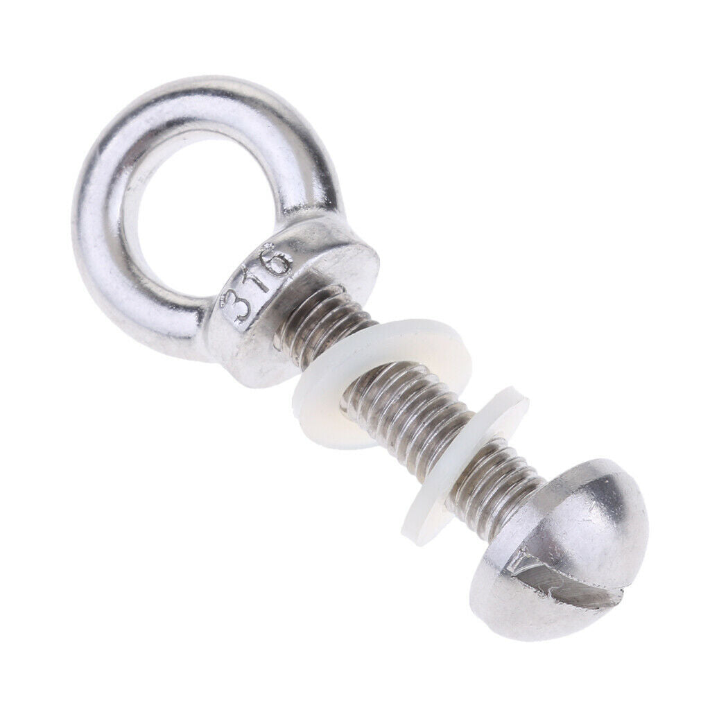 M6 6mm x 62mm Stainless Steel Eye Bolt Nut & Washer with Ring Marine Grade