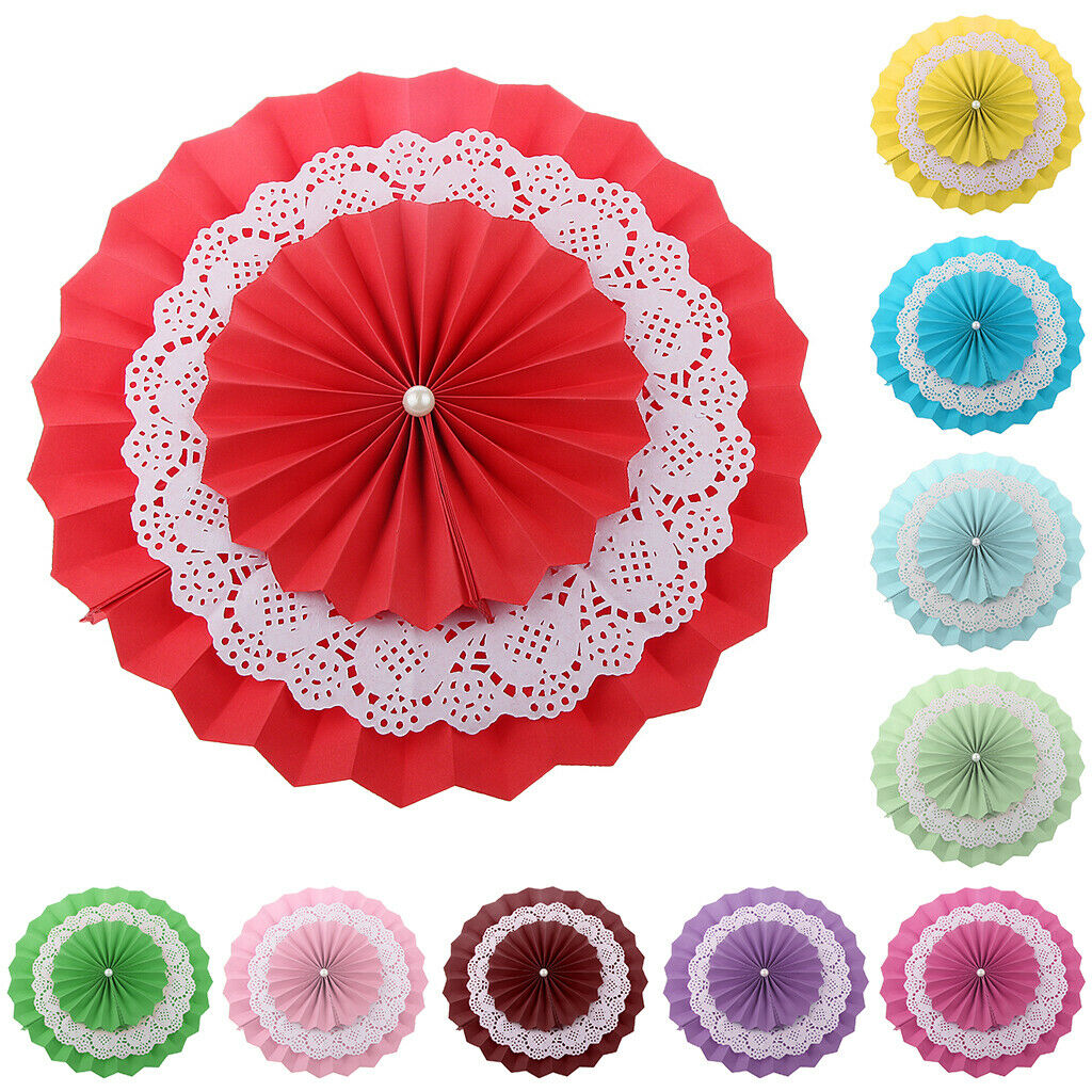5pcs Paper Fan Flower Wedding Birthday Party Decor 10 inch Green