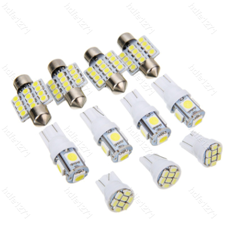 11 Pcs White LED Bulbs for Dome & Map & Door & Glove Box & License Plates Lights