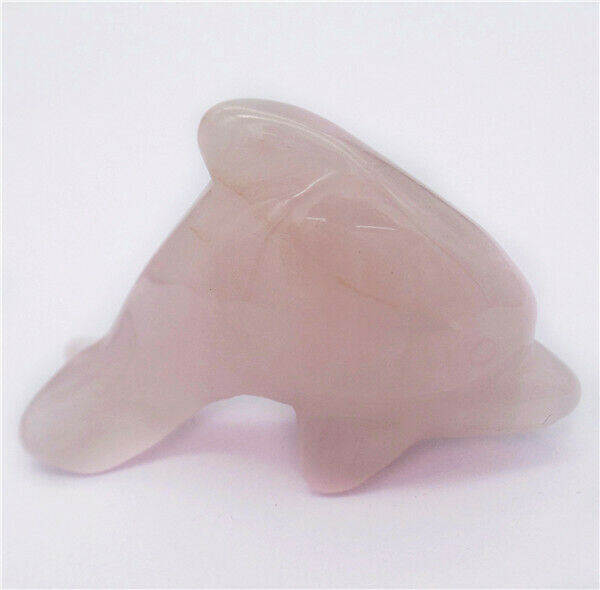 50x28x15mm Natural Rose Quartz Carved Dolphin Statue Healing Decoration HH8129