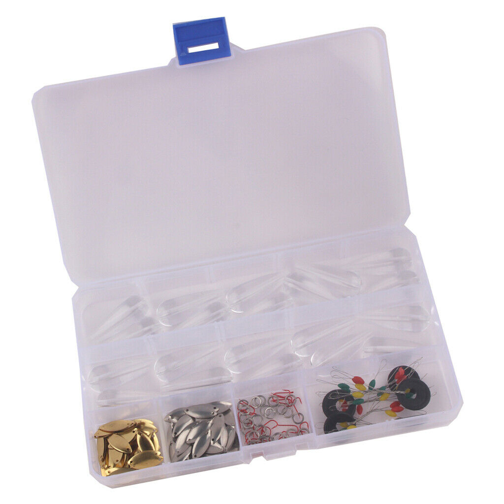 206pcs Fishing Accessories Tackle Box with Spoon Sbirolino Floats Hook Rings