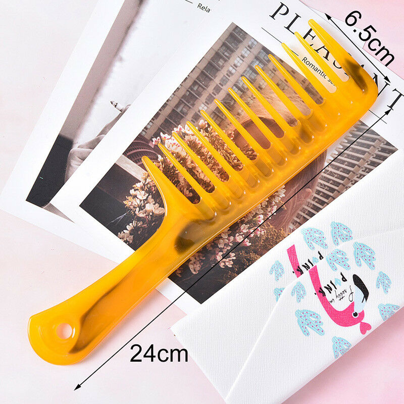 1x wide tooth handle hairdressing antistatic plastic hair comb detanglin.l8