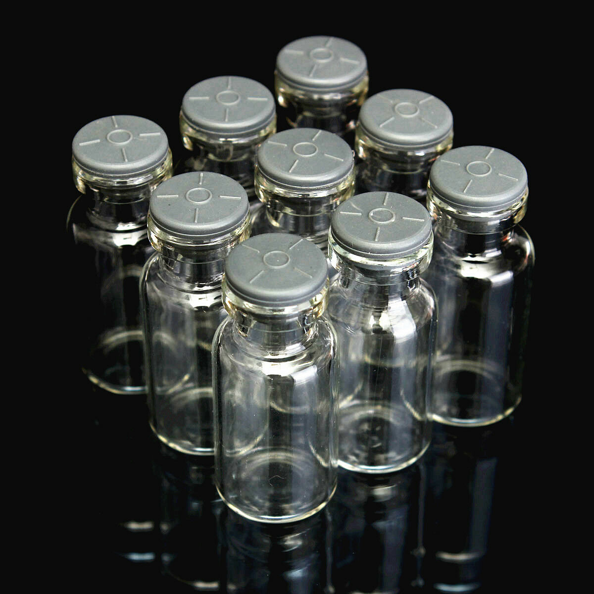 10pcs 2ml Small Empty Sample Vials Clear Glass Bottles With Butyl Rubber Stopper