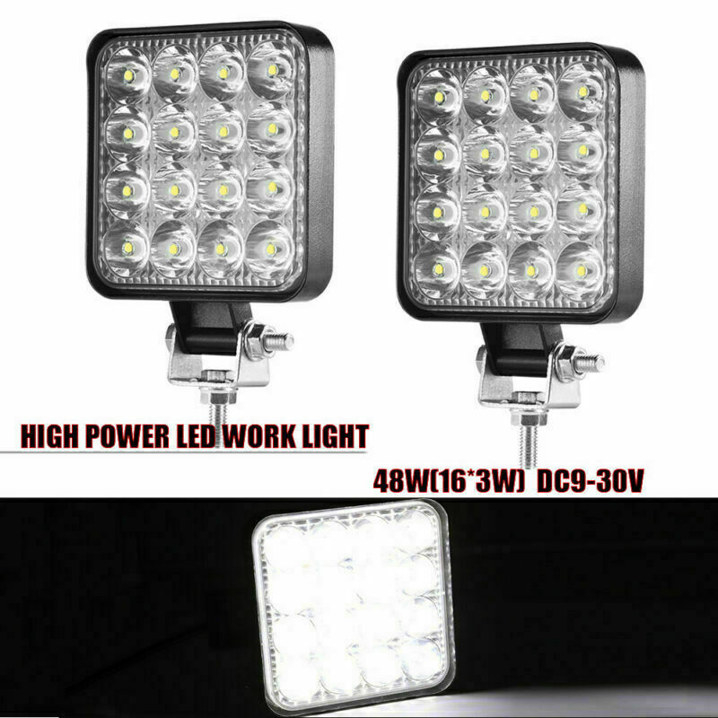 2x 48W Square LED Work Light Bar Off Road Spot Flood Driving Fog Lamp for Trucks