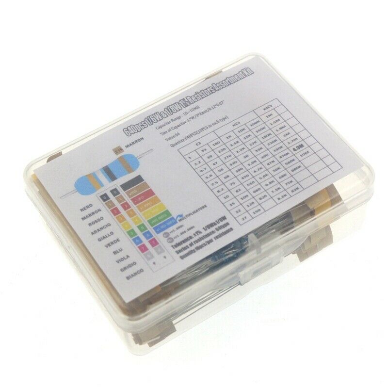 640Pcs 64 Values 1R - 10Mr 1/6W 1% Metal Film Resistors Assorted Kit Set Y3S8
