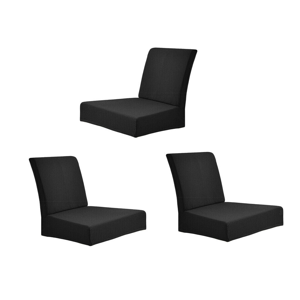 3Pcs Black Universal Low Short Back Chair Stool Seat Cover with Elastic Band for