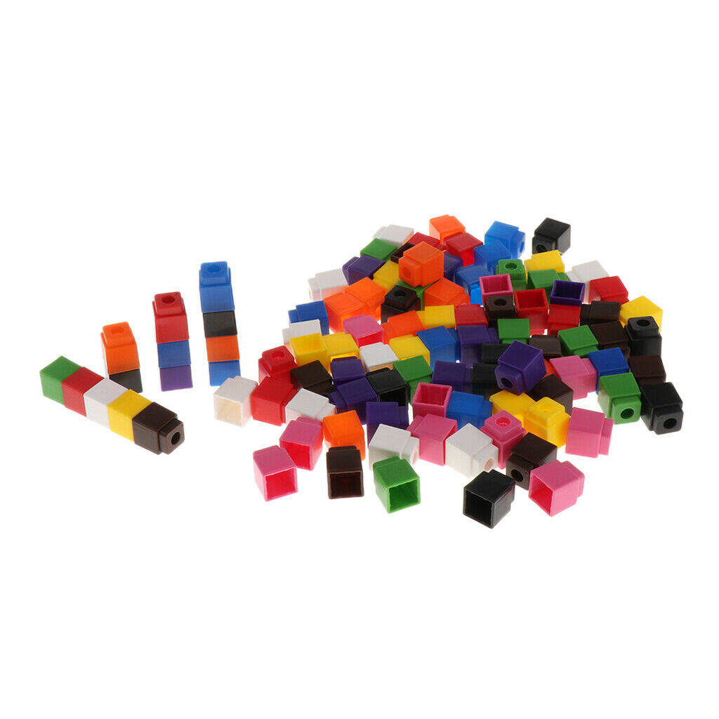 100 Pack Early Education Kids Math Link Cubes Teaching Aids Starter 4-Color