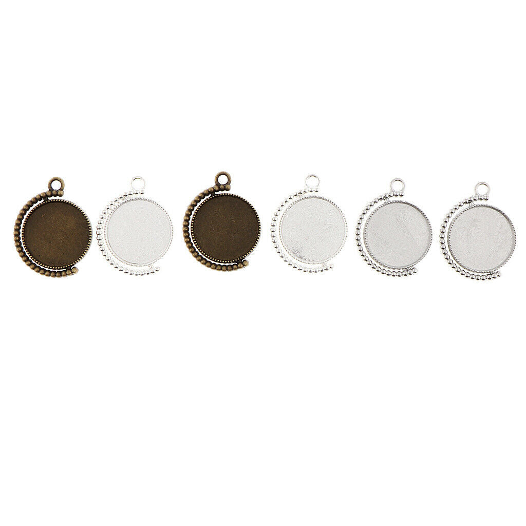6 Pcs Blank Rotary Charm Pendant Base Settings Tray for
