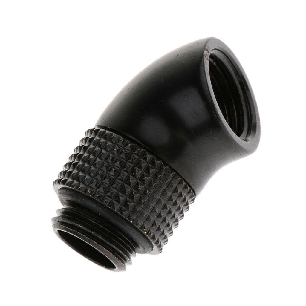G1/4 Screw Thread 45° Elbow Rotatable Metal Adapter Connector Black