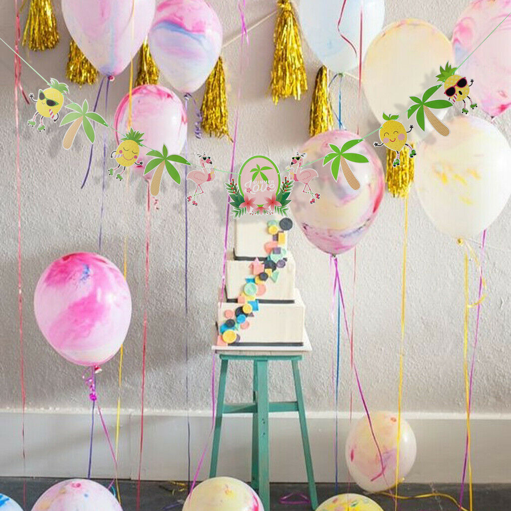 Pineapple Coconut Trees Paper Bunting Banner Garlands for Kids Baby Shower
