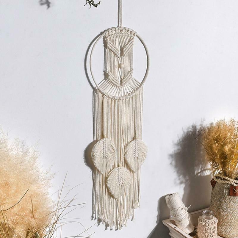 Macrame Wall Hanging Dream Catchers Boho Handmade Woven Leaves Tapestry for Kids